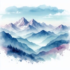 A breathtaking misty mountain landscape featuring multiple layers of blue peaks fading into the distance. The serene and tranquil scene evokes a sense of calm and wonder.. AI Generation