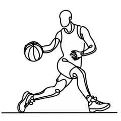 basketball player Continuous line drawing, people playing basket line art, basketball line art