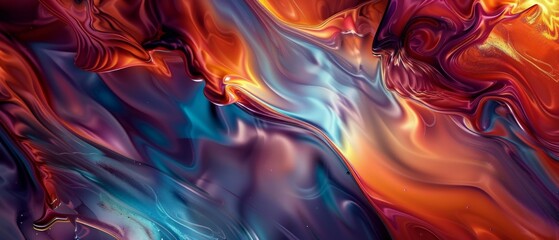 Fototapeta premium An impressive scene of vibrant abstract digital art featuring dynamic flowing shapes and colors