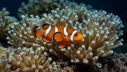  About the symbiotic relationship between clownfish and sea anemones in a coral reef  ai_generated