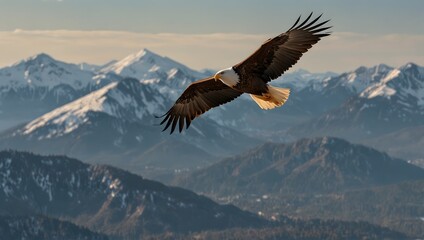 The grace of a soaring eagle against the backdrop of a mountain range ai_generated