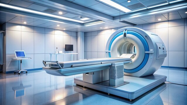 Modern hospital laboratory featuring advanced medical imaging equipment including ct scanner, pet scanner, and mri machine for precise diagnostic imaging.