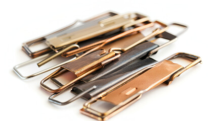 Paper clip on white background ,A lot of metal paperclips on a white background