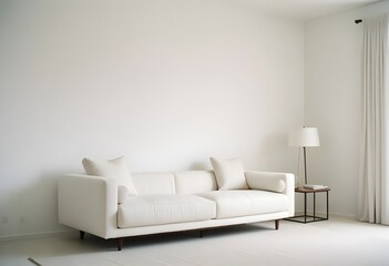 white wall modern living room with sofa