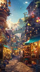 Fototapeta premium Magical Marketplace of Vibrant Wonders and Festive Delights