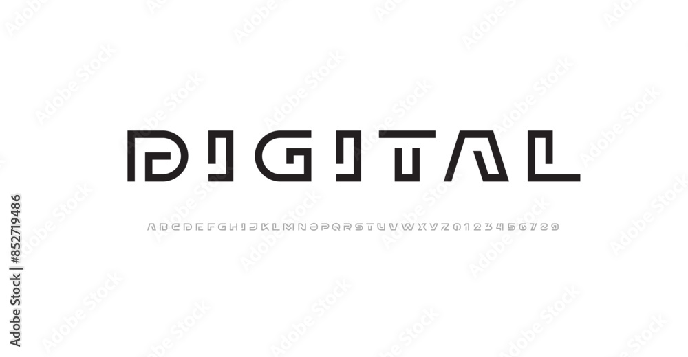 Poster modern font alphabet from segment line