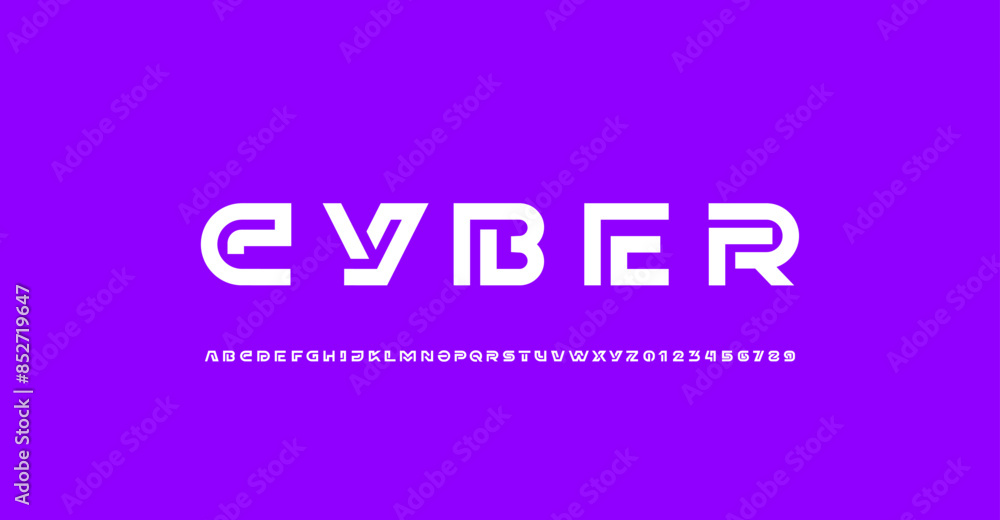 Poster trendy font alphabet from segment line
