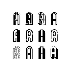 Set of alphabet font elements of letter A