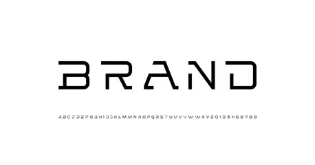 Obraz premium Digital modern alphabet technology font