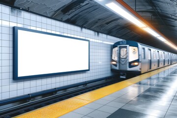 subway station billboard mockup, underground tunnel