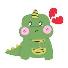 การ์ตูนไดโนเสาร์สีเขียวน่ารัก, สำหรับประกอบสื่อการเรียนหรือสื่อโฆษณาต่างๆ, เป็นภาพการ์ตูนวาดด้วยมือ, ภาพเรียบง่ายโทนสีไม่เยอะ, ภาพประกอบสำหรับคู่รักคนมีความรัก