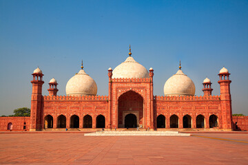 Great Badshahi mosque in Lahore, Punjab, Pakistan. 