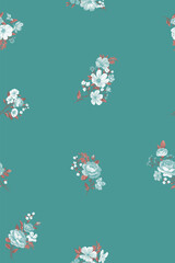 Seamless pattern with vintage roses for summer dress fabrics