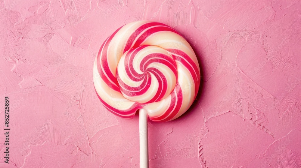 Sticker A pink and white lollipop is eye catching against a pink backdrop featuring a hand crafted doodle pattern