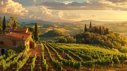 Naklejka premium Vineyard Bliss in Tuscany