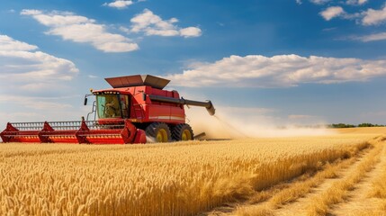 Fototapeta premium combine harvester on field