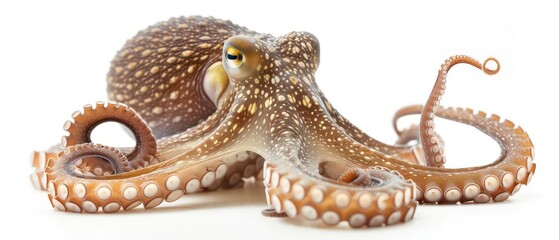 Octopus Illustration, anatomically accurate depiction of an octopus, capturing its natural form and texture against a plain white background