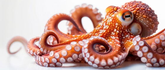 Octopus Illustration, anatomically accurate depiction of an octopus, capturing its natural form and texture against a plain white background