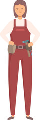 Obraz premium Female construction worker standing proudly, equipped with tools on her belt, ready to tackle any task