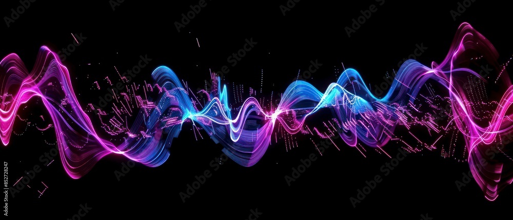 Poster swirling smoke patterns in blue hues, creating dynamic curves and shapes against a black background
