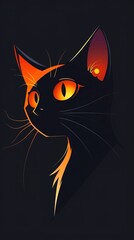 A sleek black cat on a dramatic background