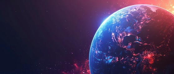 Obraz premium A spherical map of Earth with city lights visible at night, illustrating global connectivity and urbanization