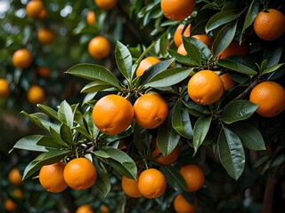 ripe oranges growing on a tree