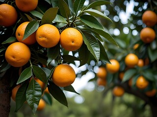 ripe oranges growing on a tree