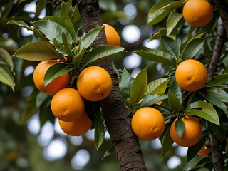 ripe oranges growing on a tree