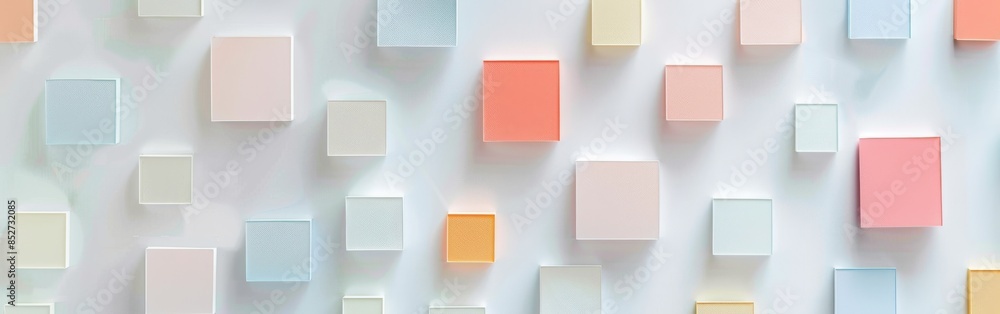 Aufkleber A colorful background of squares with a white background. The squares are of different colors and sizes. The image is abstract and has a playful and creative vibe