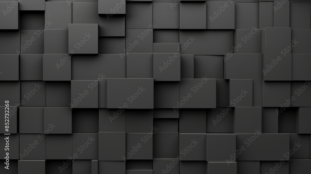Leinwandbilder a black and white image of a wall made of black squares. the squares are arranged in a way that crea