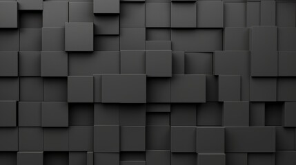 A black and white image of a wall made of black squares. The squares are arranged in a way that creates a sense of depth and texture. The image evokes a feeling of modernity and sophistication