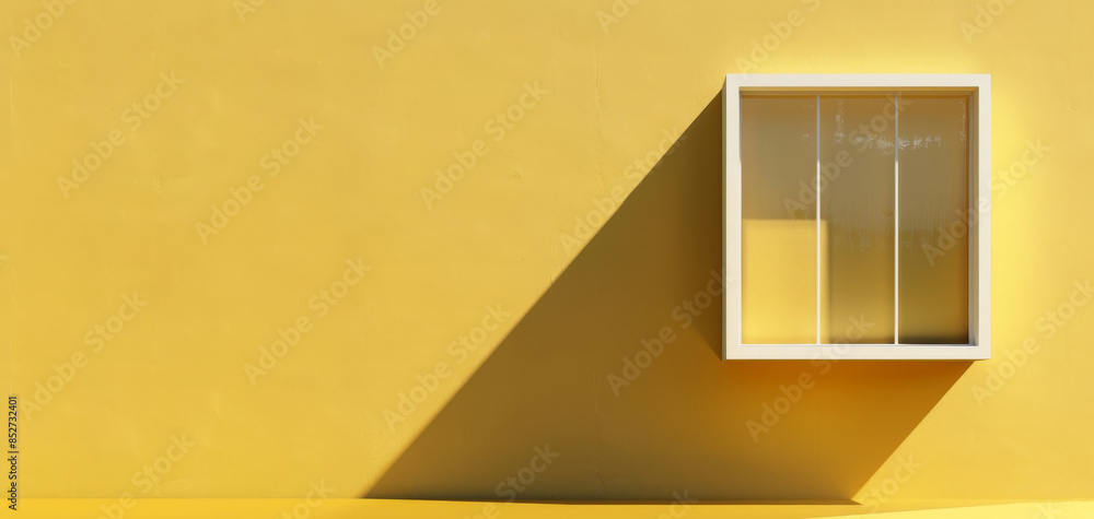 Aufkleber An abstract window light shadow is cast on a yellow wall background in this 3D rendering, creating a bold and visually appealing design element.