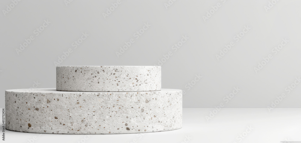 Poster This abstract minimal background showcases geometric texture in grey color, with a 3D rendering illustration of a cylinder podium scene, ideal for product display presentation mockups.