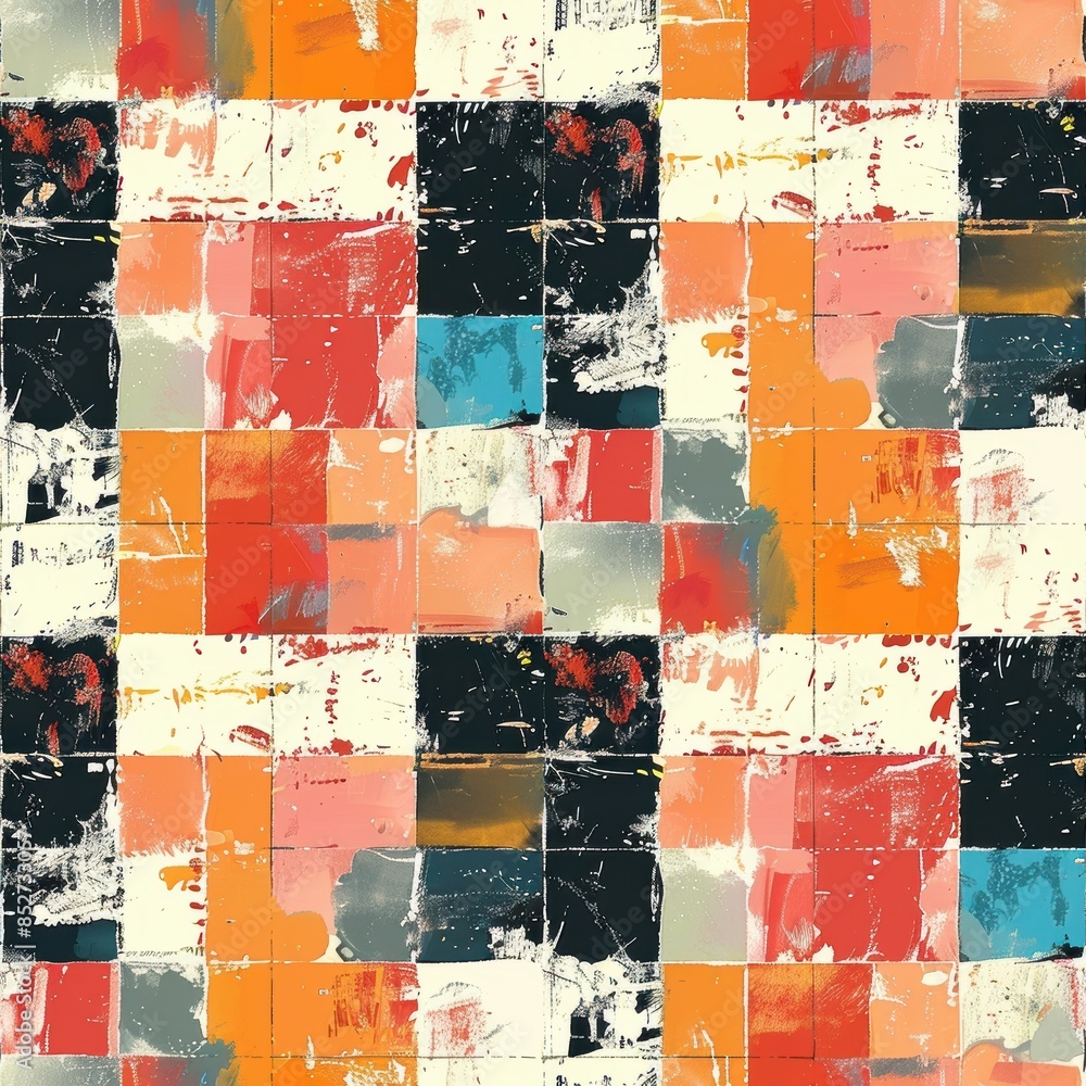 Poster this image showcases a vibrant, abstract checkerboard pattern. the pattern features a variety of col