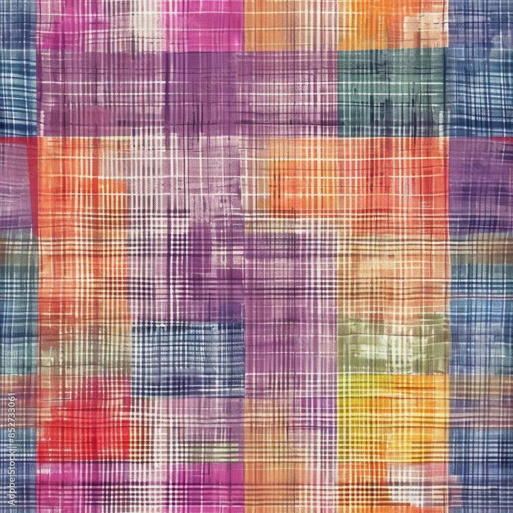 Poster this digital illustration features a seamless pattern of overlapping checkered squares in various sh