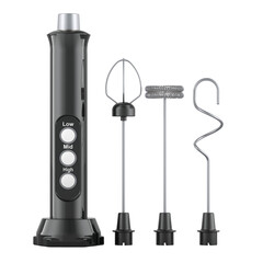 Milk Frother, Electric Milk Frother Handheld with 3 Stainless Whisks and 3 Adjustable Speeds. 3D rendering