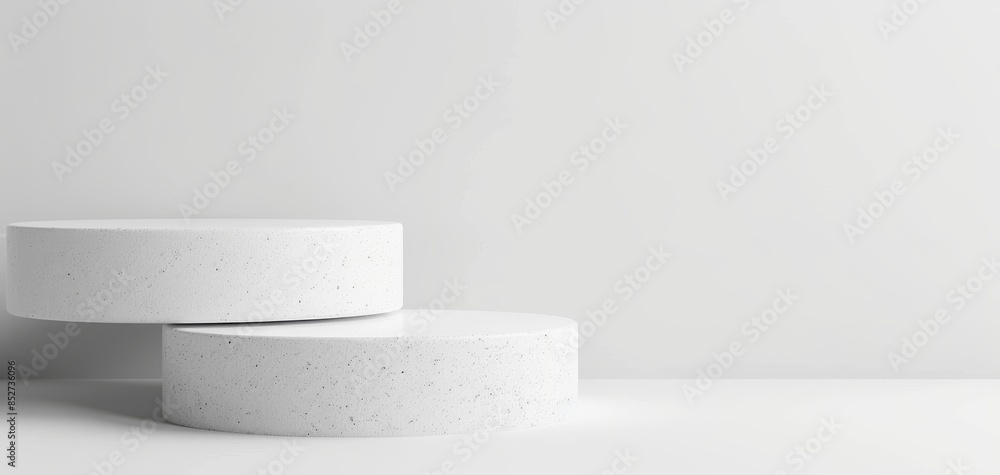 Poster a 3d rendering illustration of a cylinder podium scene is set against an abstract minimal background