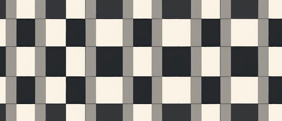 Classic checkered design with alternating black and white squares on a textured board