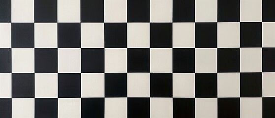 Fototapeta premium Classic checkered design with alternating black and white squares on a textured board