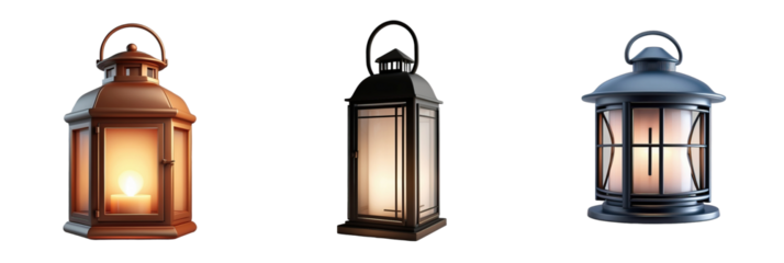 modern lantern isolated on transparent background