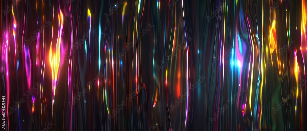 Poster vibrant fractal art illustrating energy and motion through colorful lines and wave textures