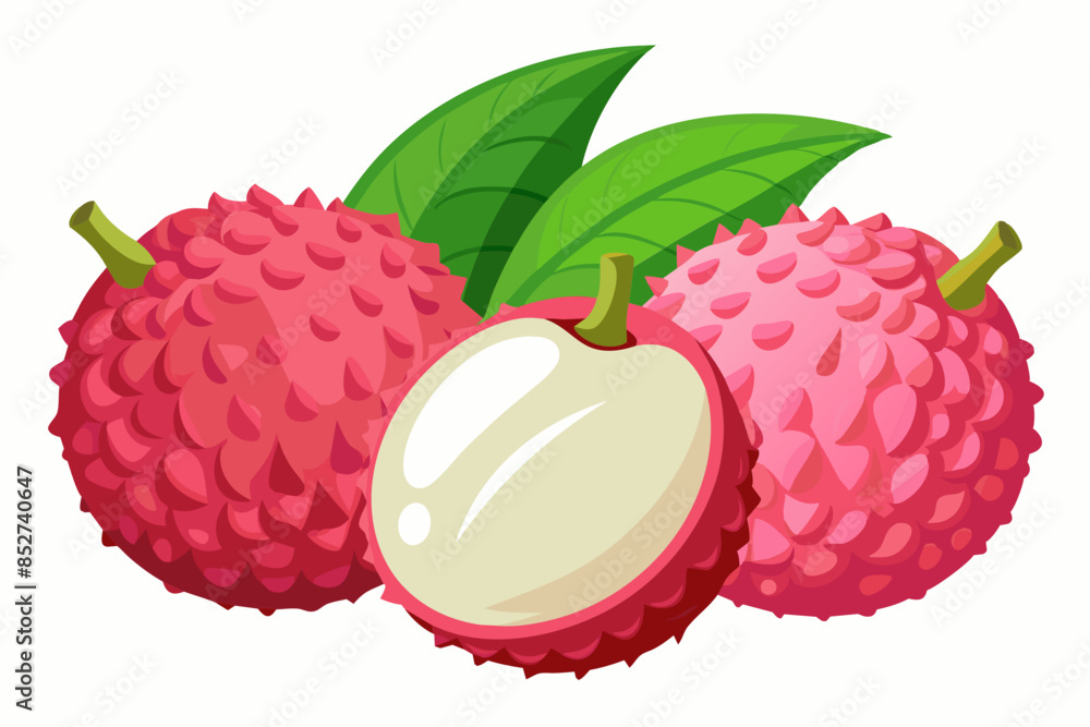 Wall mural lychee fruit doodle drawings image vector illustration.