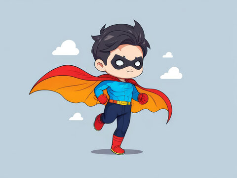 Cosmic Defender: Boy in Space-Themed Superhero Outfit