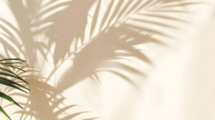 Palm Tree Shadow Overlay Beige Wall. Minimalist, Tropical, and Summery Aesthetic for Branding, Product Photography, and Graphic Design