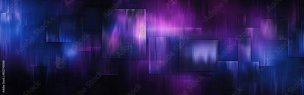 Poster a purple background with squares of different sizes