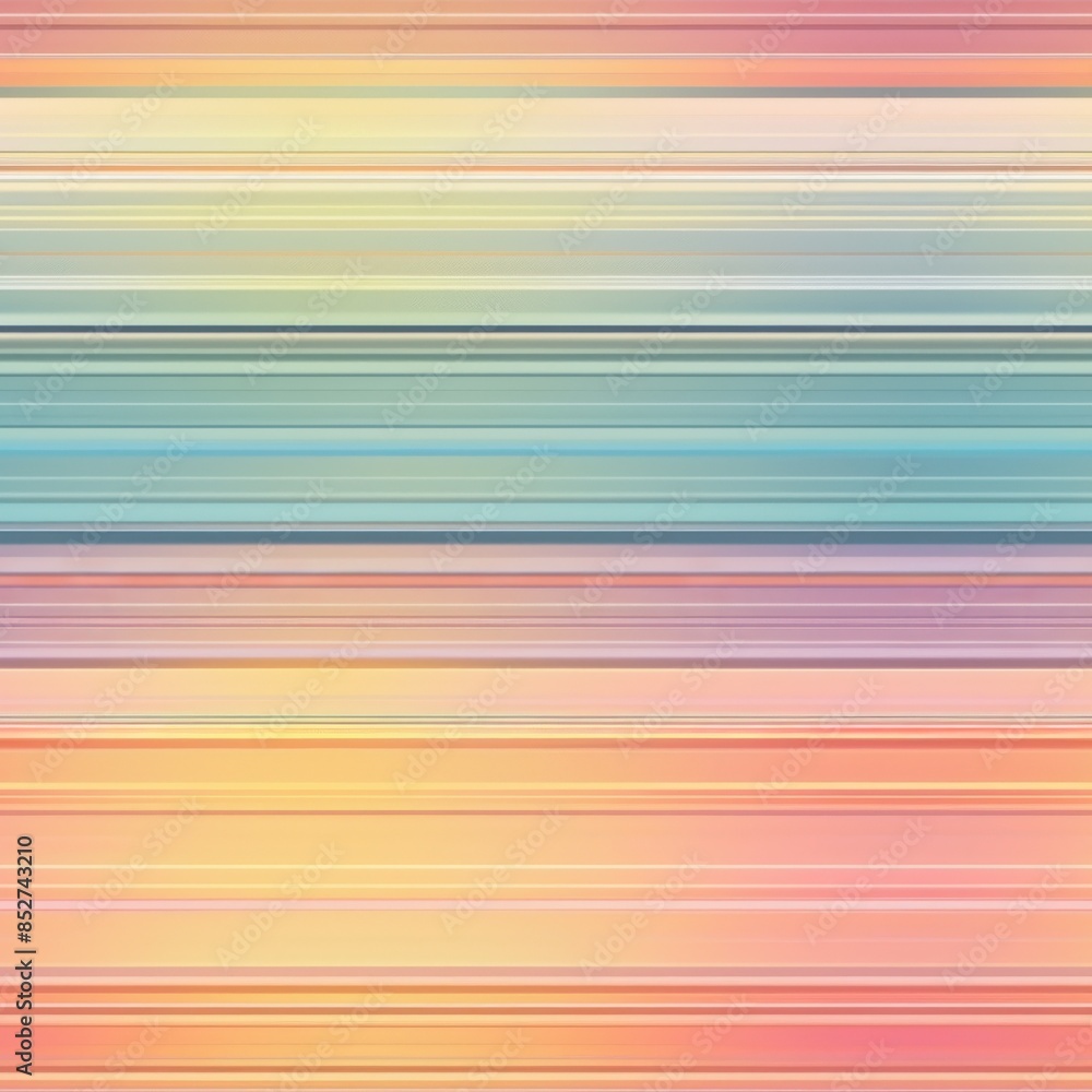 Aufkleber This image features a colorful abstract background with horizontal stripes in pastel shades of pink, yellow, blue, and green. The stripes vary in width and create a subtle gradient effect. The image i