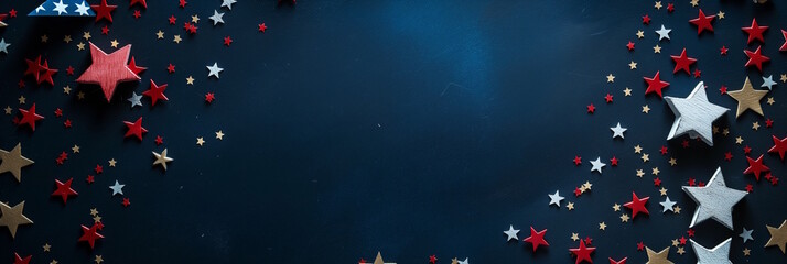 Patriotic stars on dark background, festive and celebratory concept, Fourth of July and Patriot Day