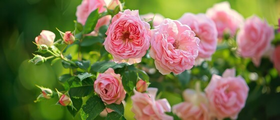 Delicate pink rose, showcasing its vibrant petals and captivating fragrance in a summer garden