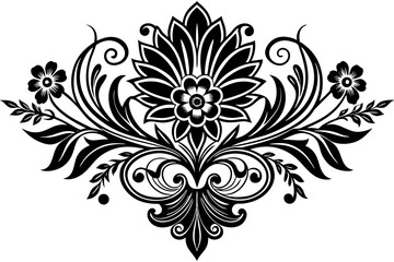 vintage style featuring floral shapes and ornaments vector silhouette